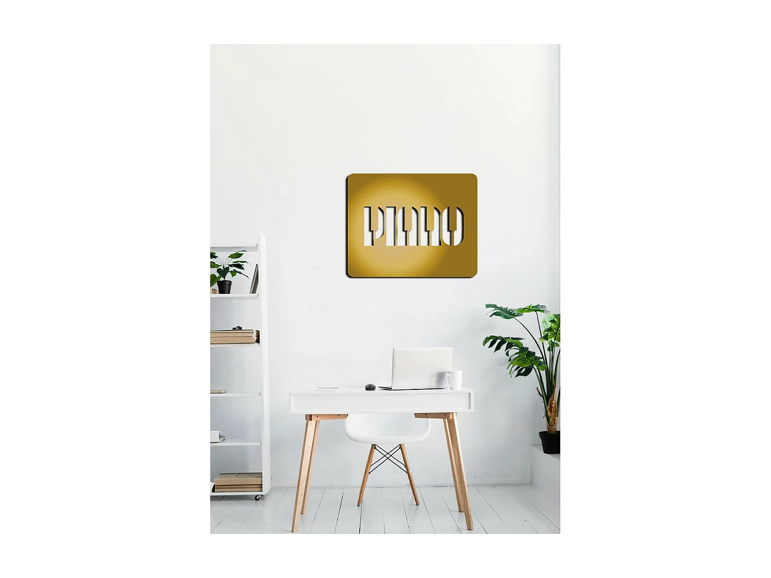 Décoration en Métal Piano 1, Or, 53x1,5x42 cm, EPIKASA