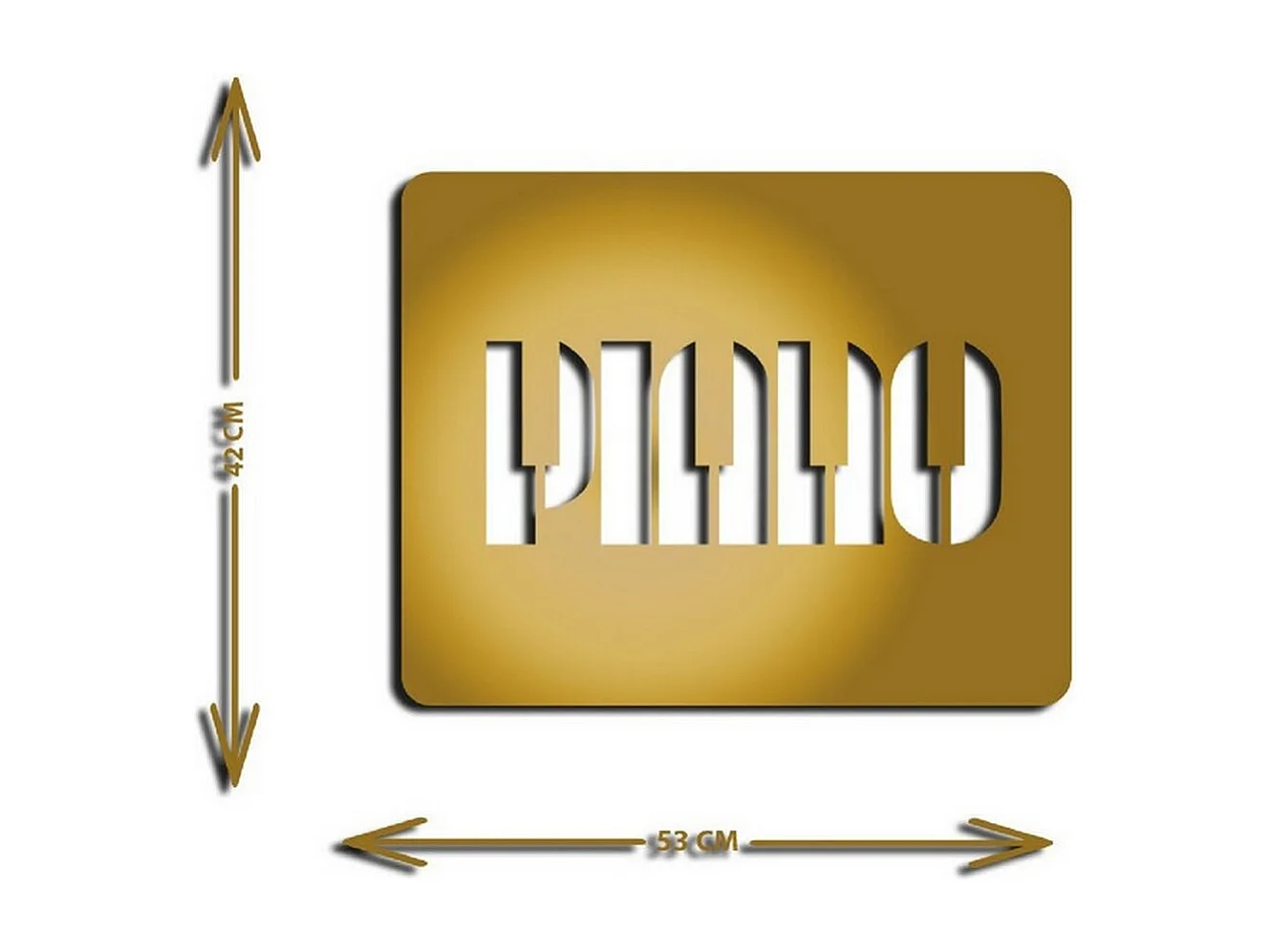 Décoration en Métal Piano 1, Or, 53x1,5x42 cm, EPIKASA