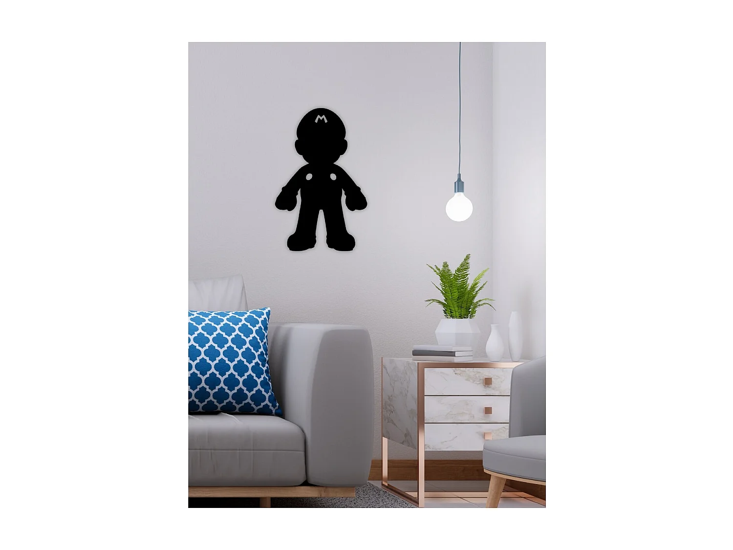 Décoration en Métal Super Mario 3, Noir, 35x1,5x55 cm, EPIKASA