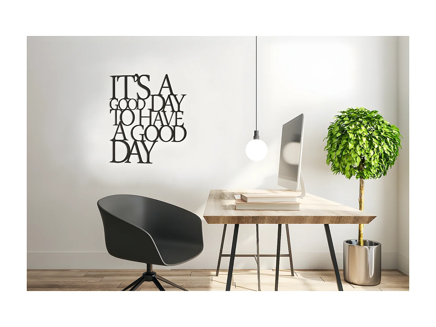 Décoration en Métal Good Day 1, Noir, 61x1,5x70 cm, EPIKASA