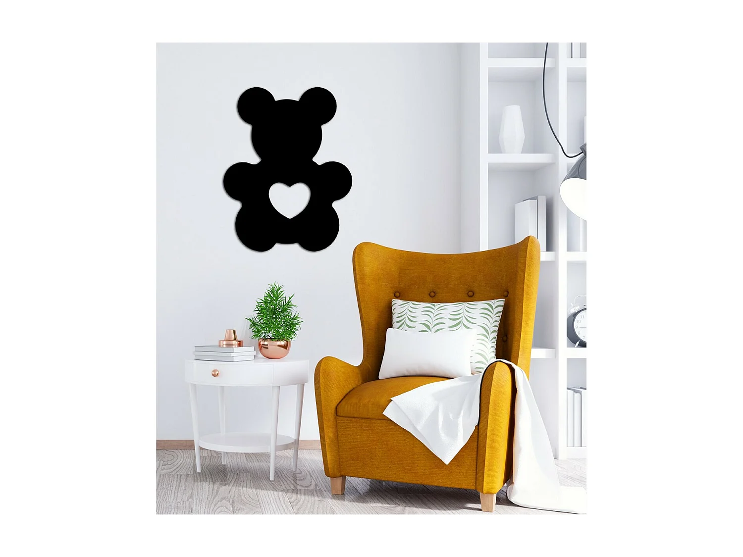 Decoração em Metal Ursinho, Preto, 50x1,5x64 cm, EPIKASA