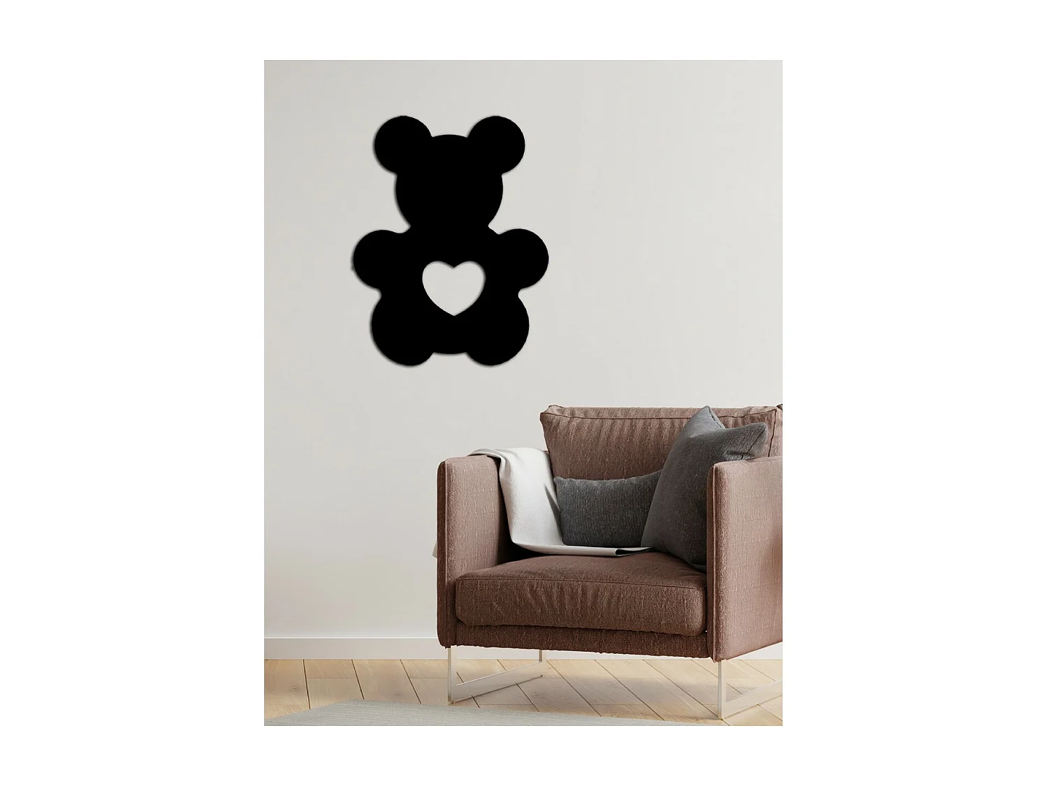 Decoração em Metal Ursinho, Preto, 50x1,5x64 cm, EPIKASA