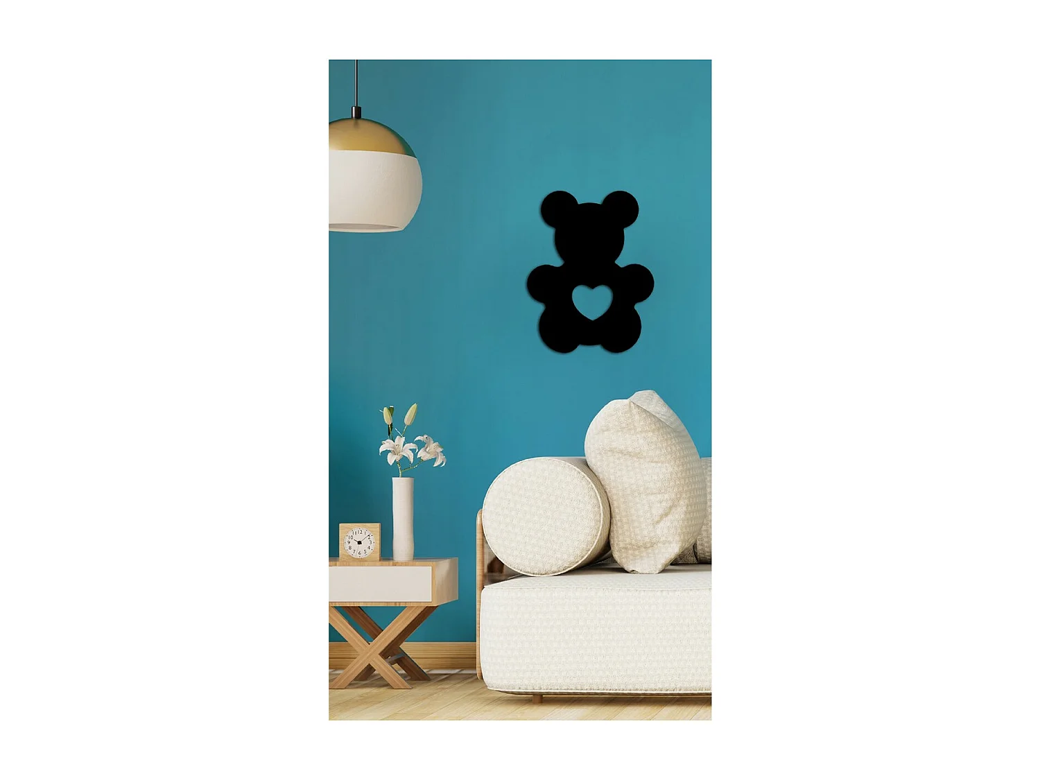 Decoração em Metal Ursinho, Preto, 50x1,5x64 cm, EPIKASA