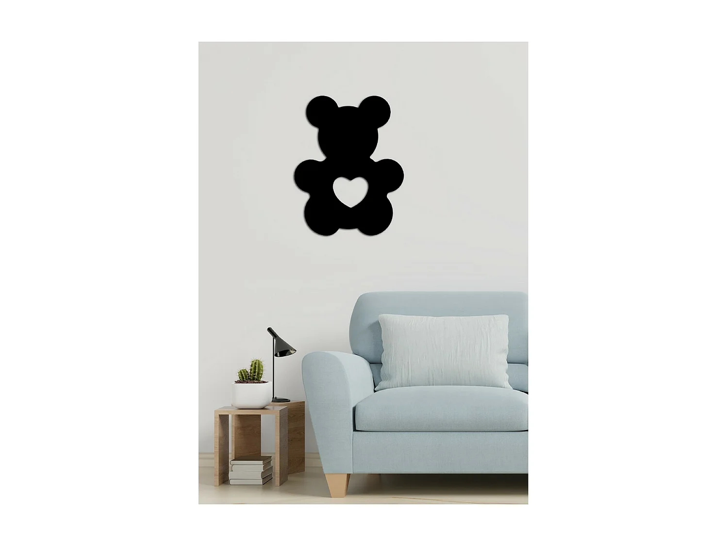 Decoração em Metal Ursinho, Preto, 50x1,5x64 cm, EPIKASA