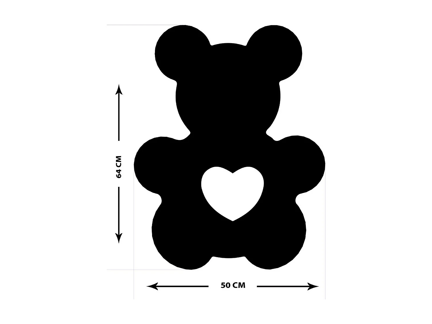 Decoração em Metal Ursinho, Preto, 50x1,5x64 cm, EPIKASA