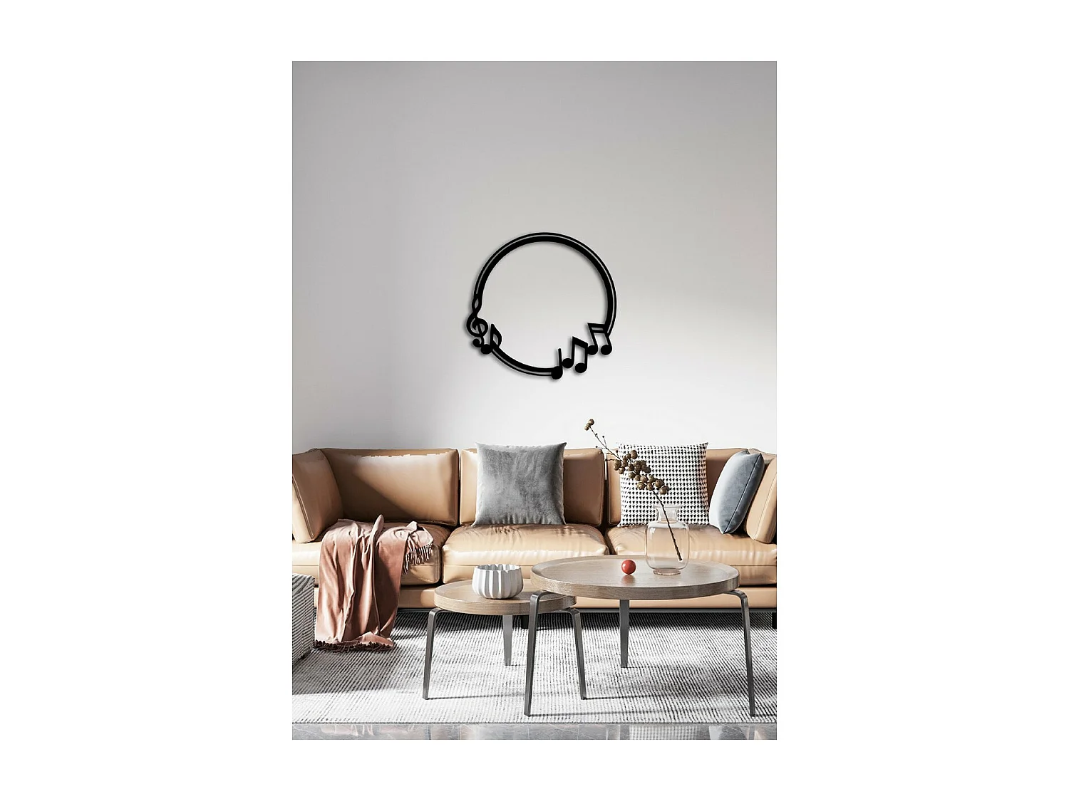 Décoration en Métal Notes Cercle, Noir, 82x1,5x80 cm, EPIKASA