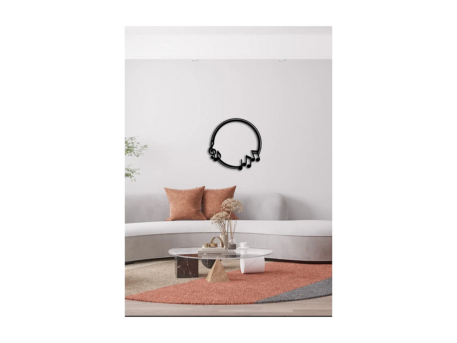 Décoration en Métal Notes Cercle, Noir, 82x1,5x80 cm, EPIKASA