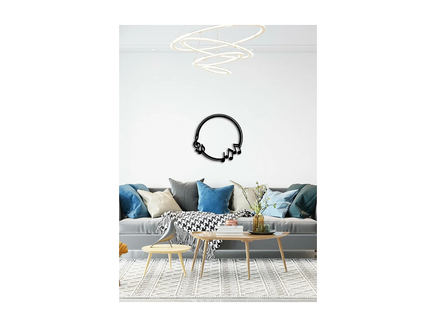 Décoration en Métal Notes Cercle, Noir, 82x1,5x80 cm, EPIKASA