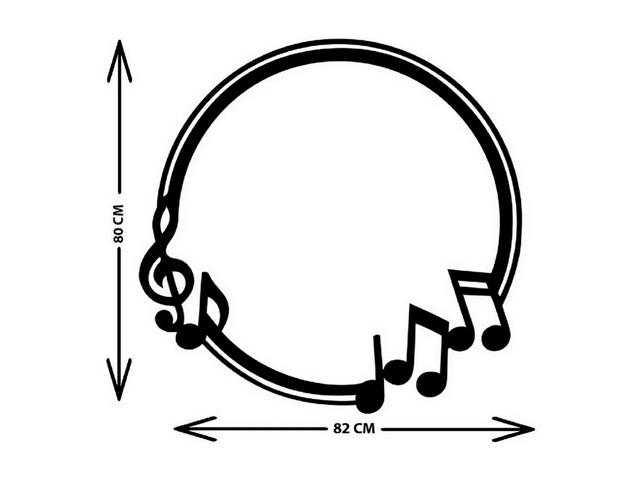 Décoration en Métal Notes Cercle, Noir, 82x1,5x80 cm, EPIKASA