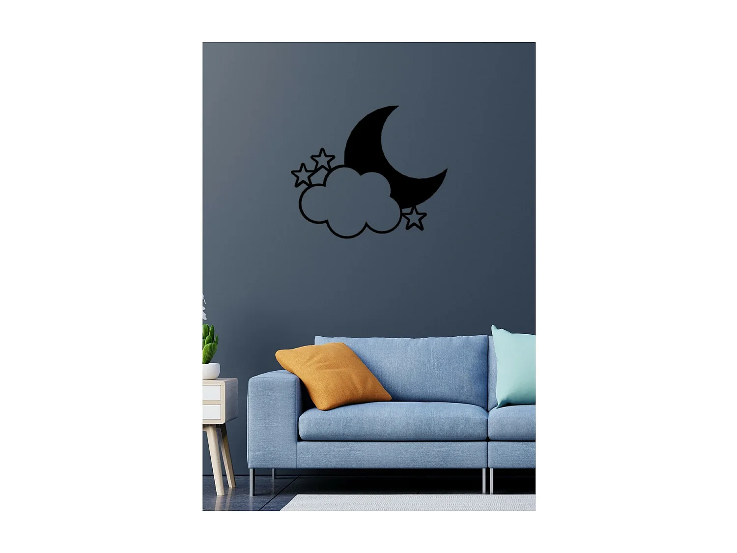 Décoration en Métal Lune 5, Noir, 59x1,5x50 cm, EPIKASA