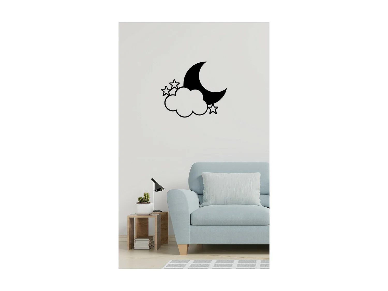 Décoration en Métal Lune 5, Noir, 59x1,5x50 cm, EPIKASA