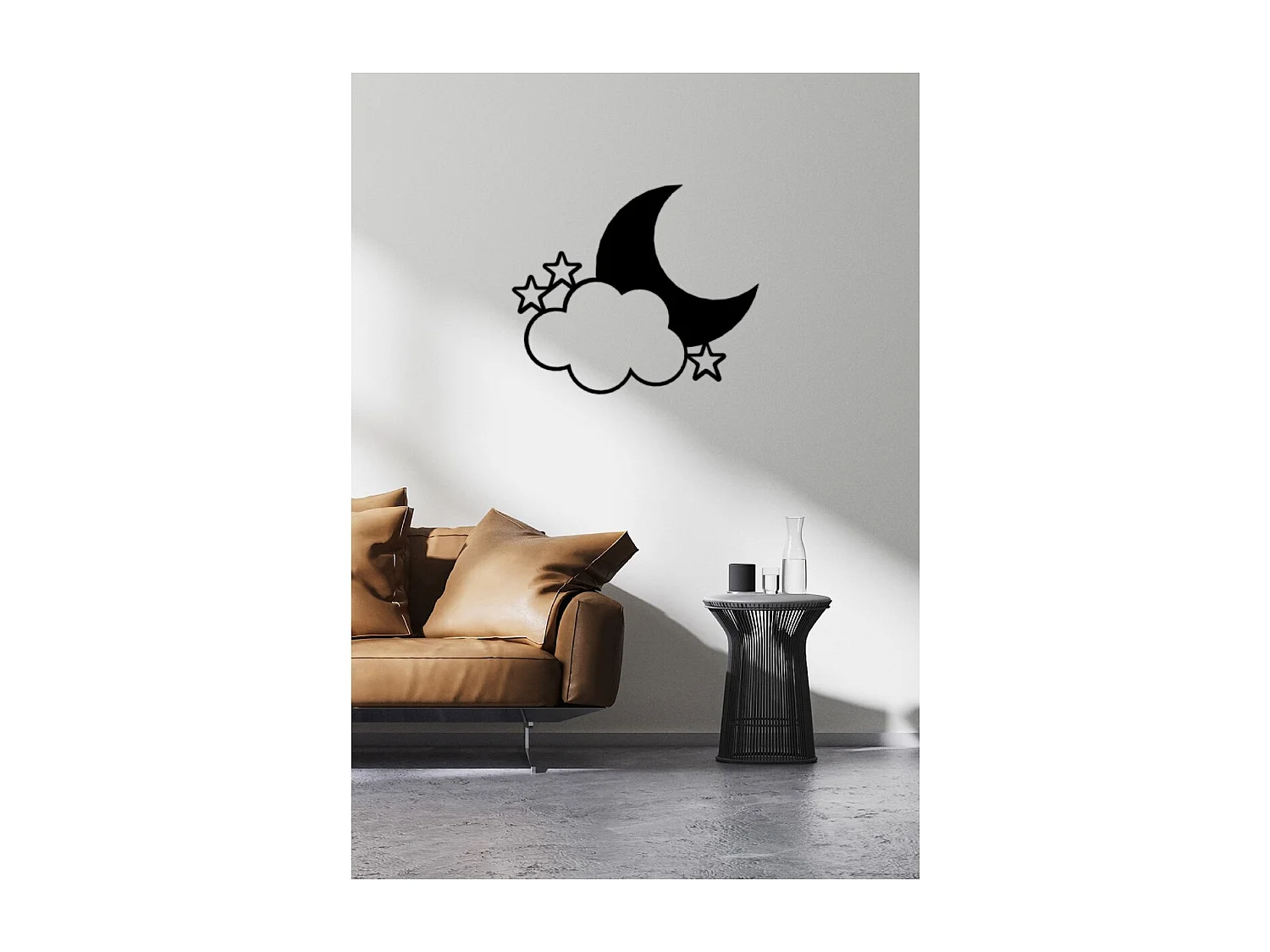 Décoration en Métal Lune 5, Noir, 59x1,5x50 cm, EPIKASA