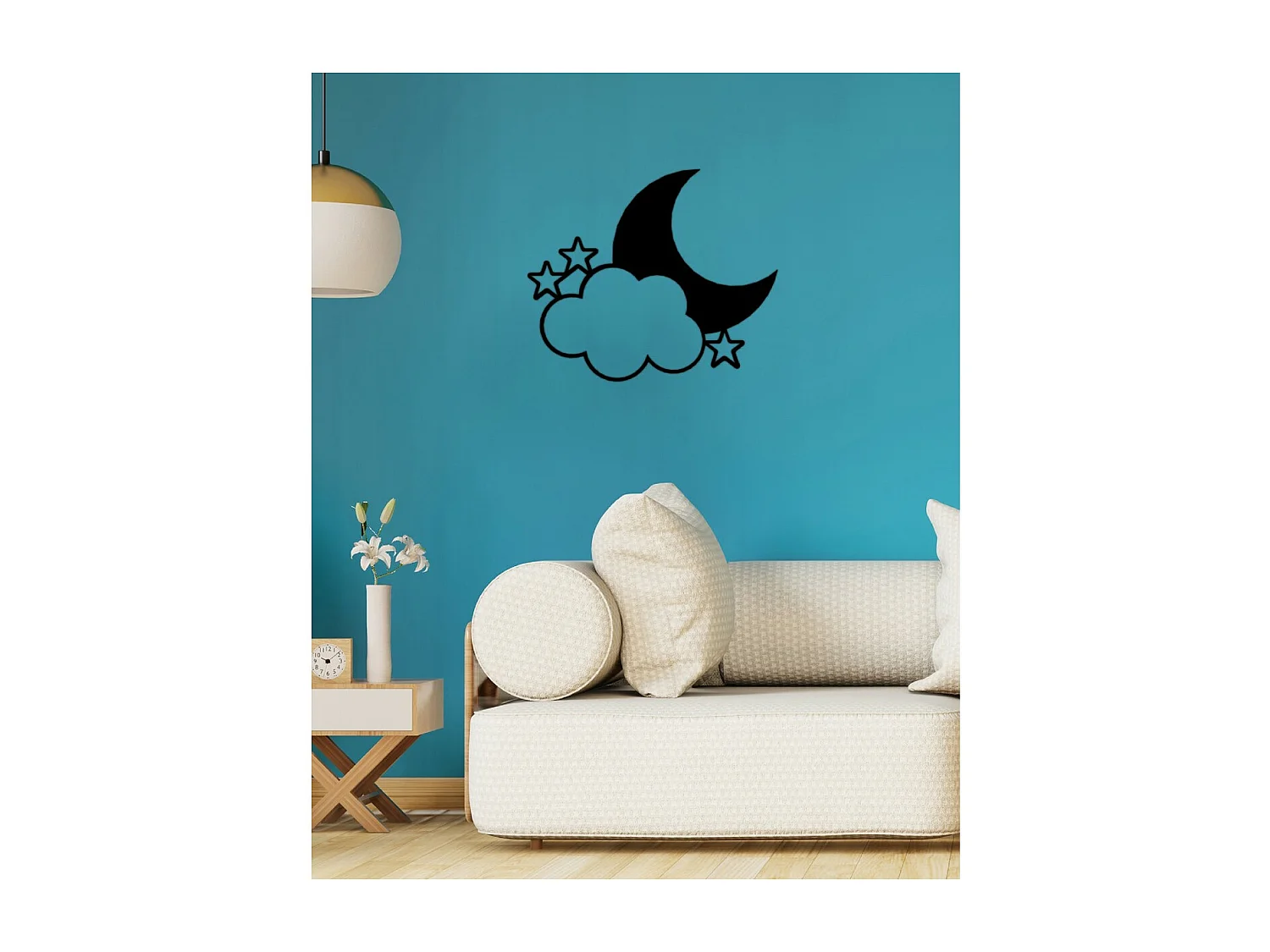 Décoration en Métal Lune 5, Noir, 59x1,5x50 cm, EPIKASA