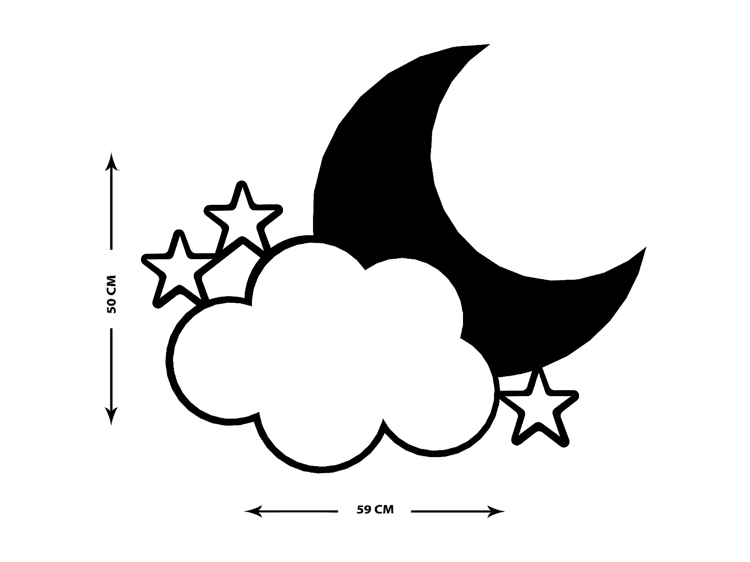 Décoration en Métal Lune 5, Noir, 59x1,5x50 cm, EPIKASA