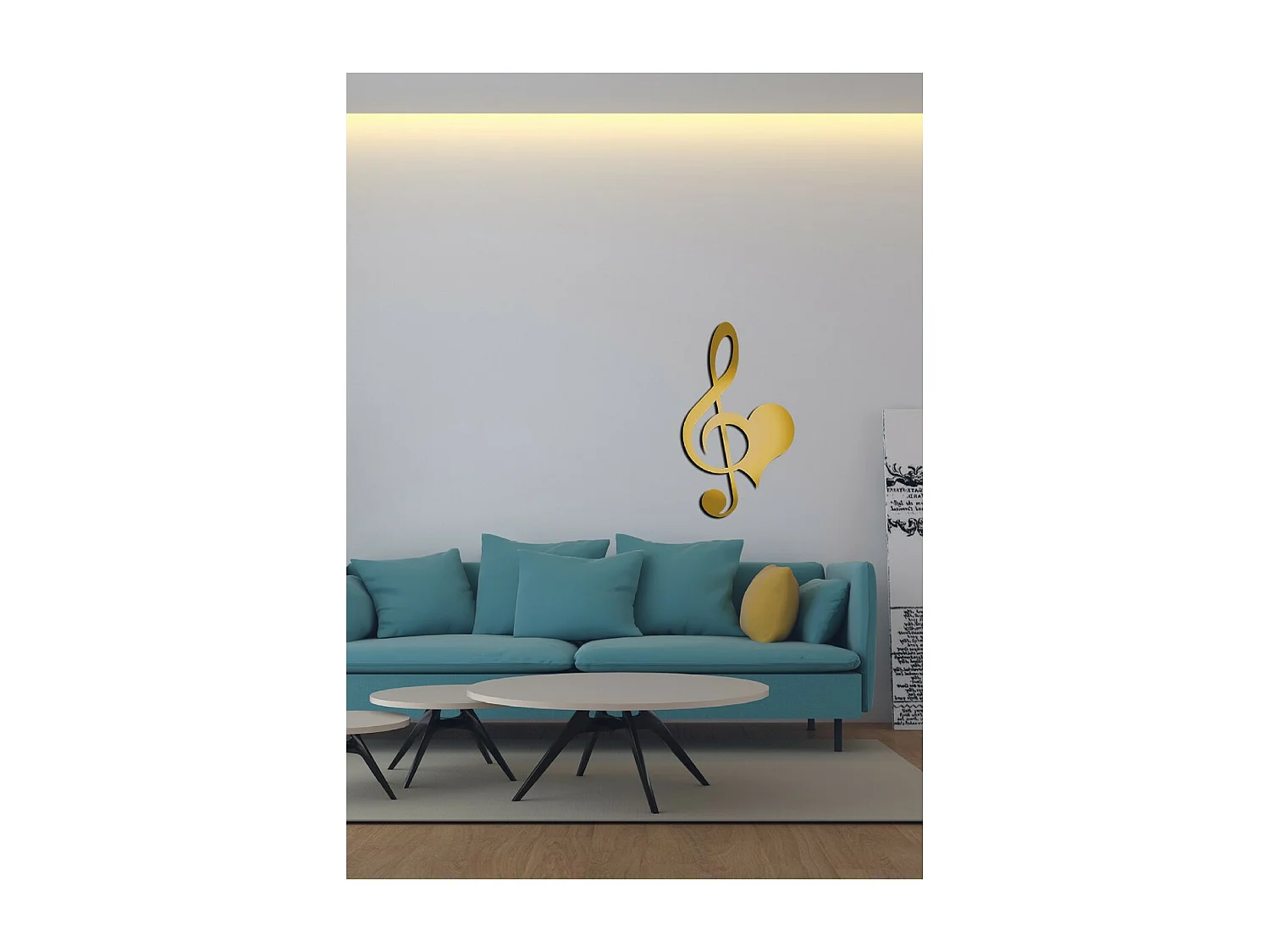 Décoration en Métal Clé de Violon 12, Or, 35x1,5x60 cm, EPIKASA