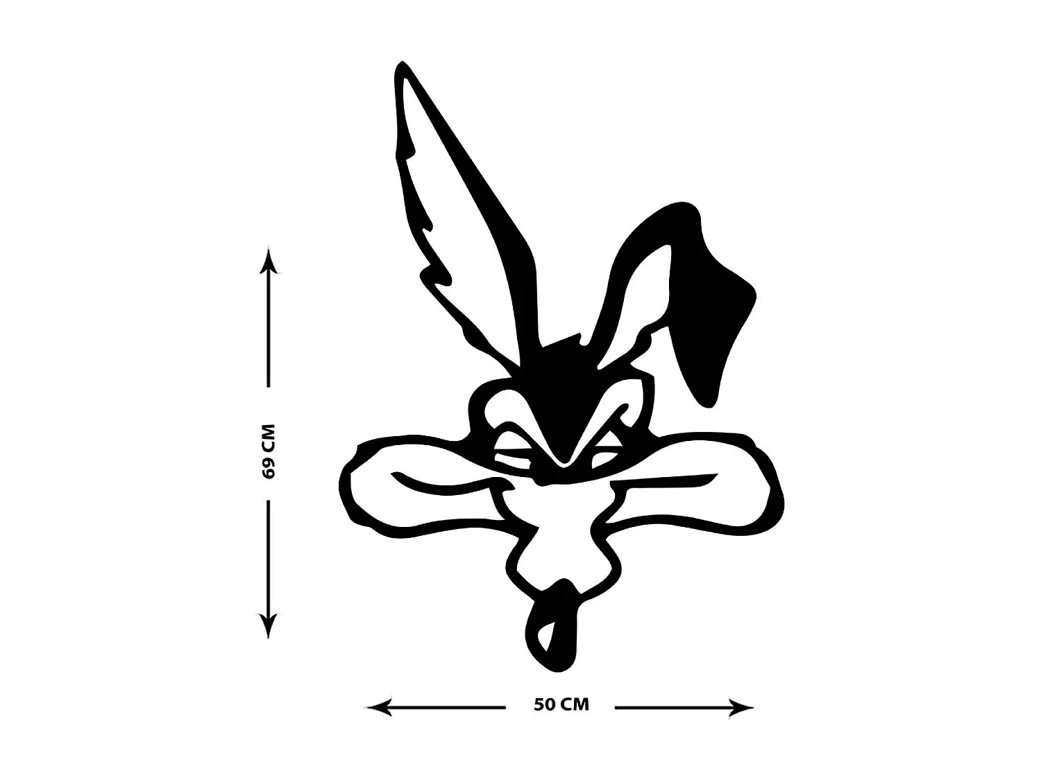 Decoração em Metal Willy Coiote, Preto, 50x1,5x69 cm, EPIKASA