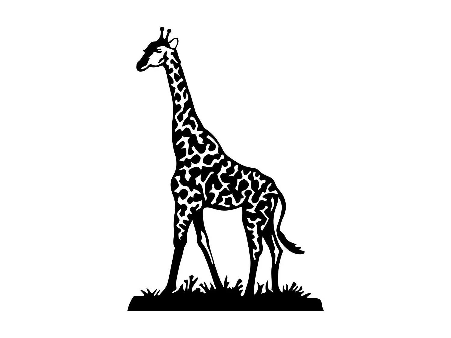 Décoration en Métal Girafe 2, Noir, 70x1,5x101 cm, EPIKASA