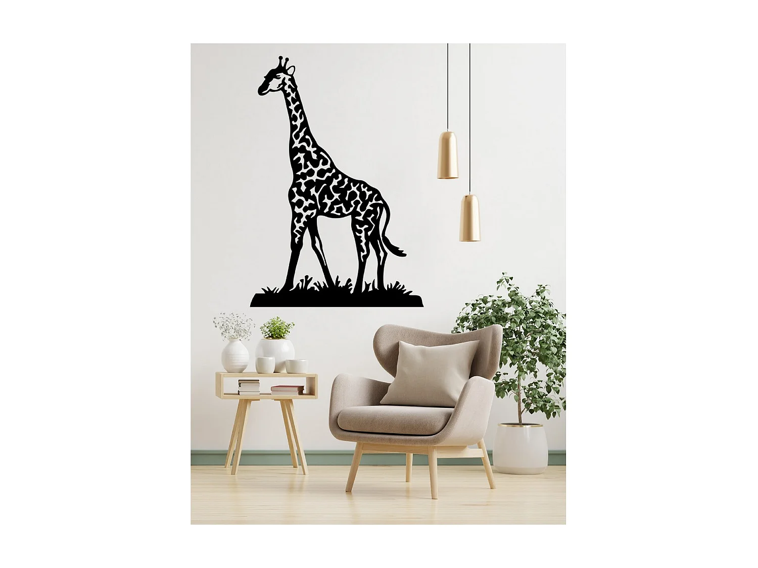 Décoration en Métal Girafe 2, Noir, 70x1,5x101 cm, EPIKASA