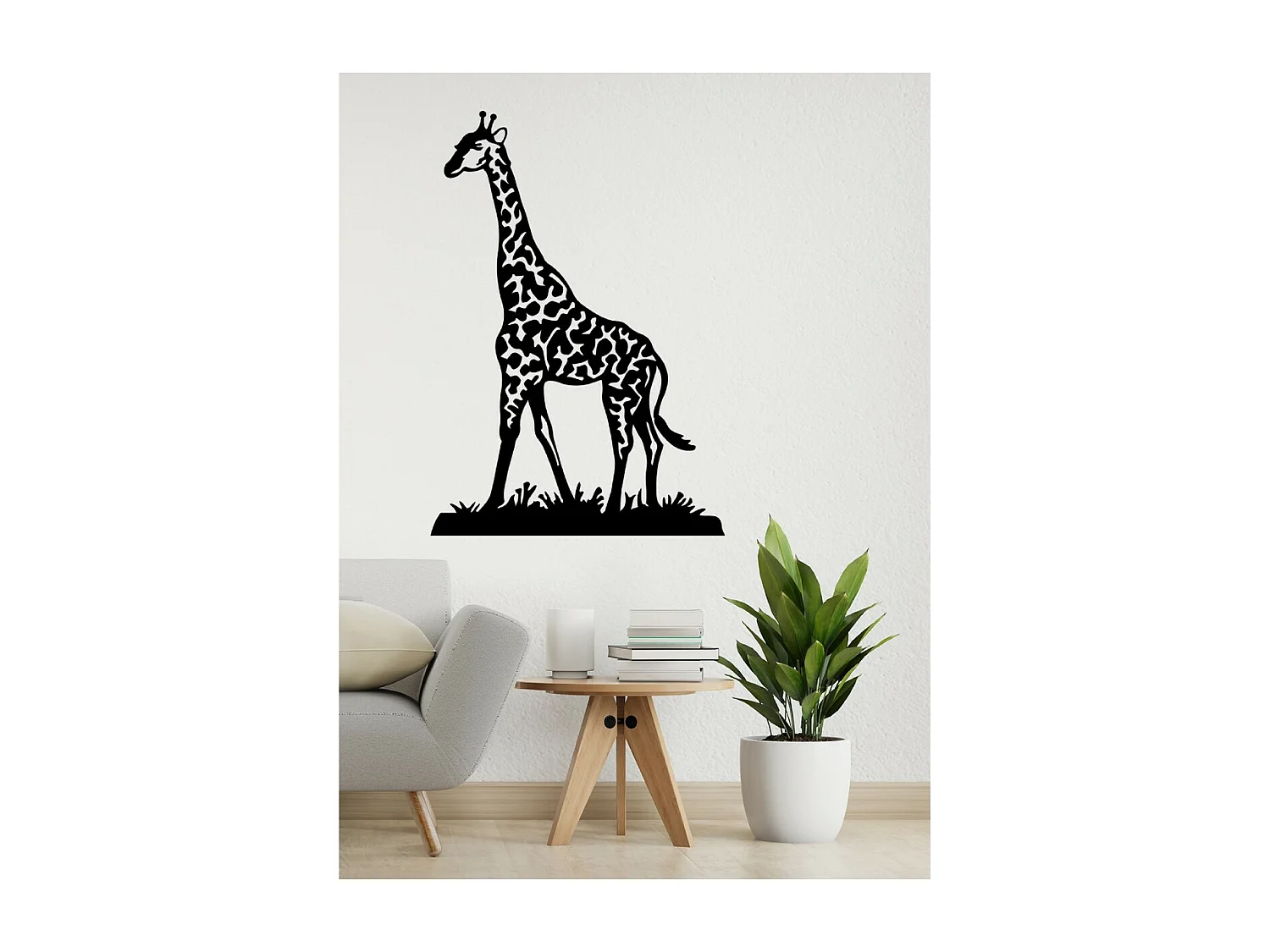 Décoration en Métal Girafe 2, Noir, 70x1,5x101 cm, EPIKASA