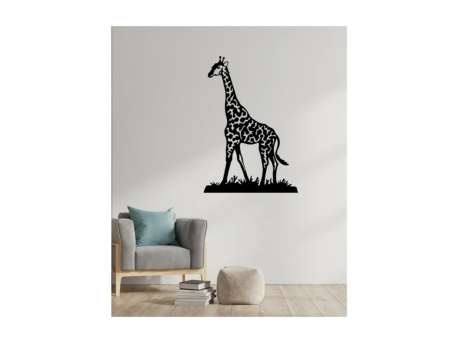 Décoration en Métal Girafe 2, Noir, 70x1,5x101 cm, EPIKASA