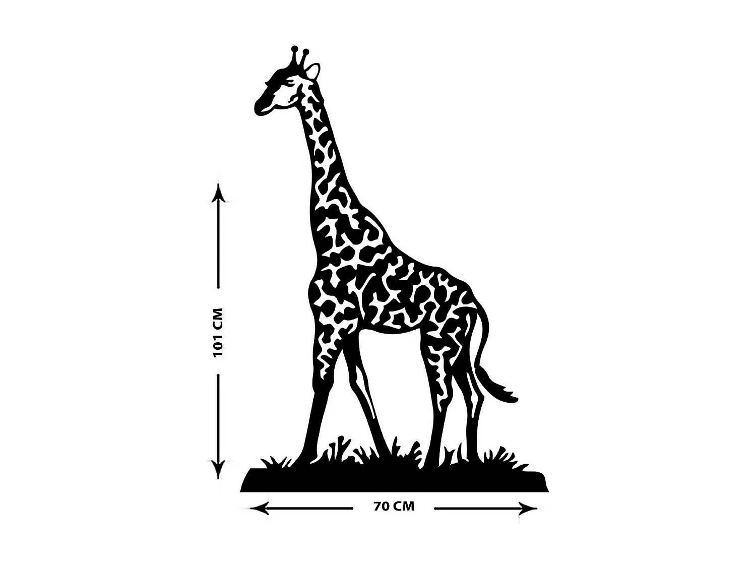 Décoration en Métal Girafe 2, Noir, 70x1,5x101 cm, EPIKASA