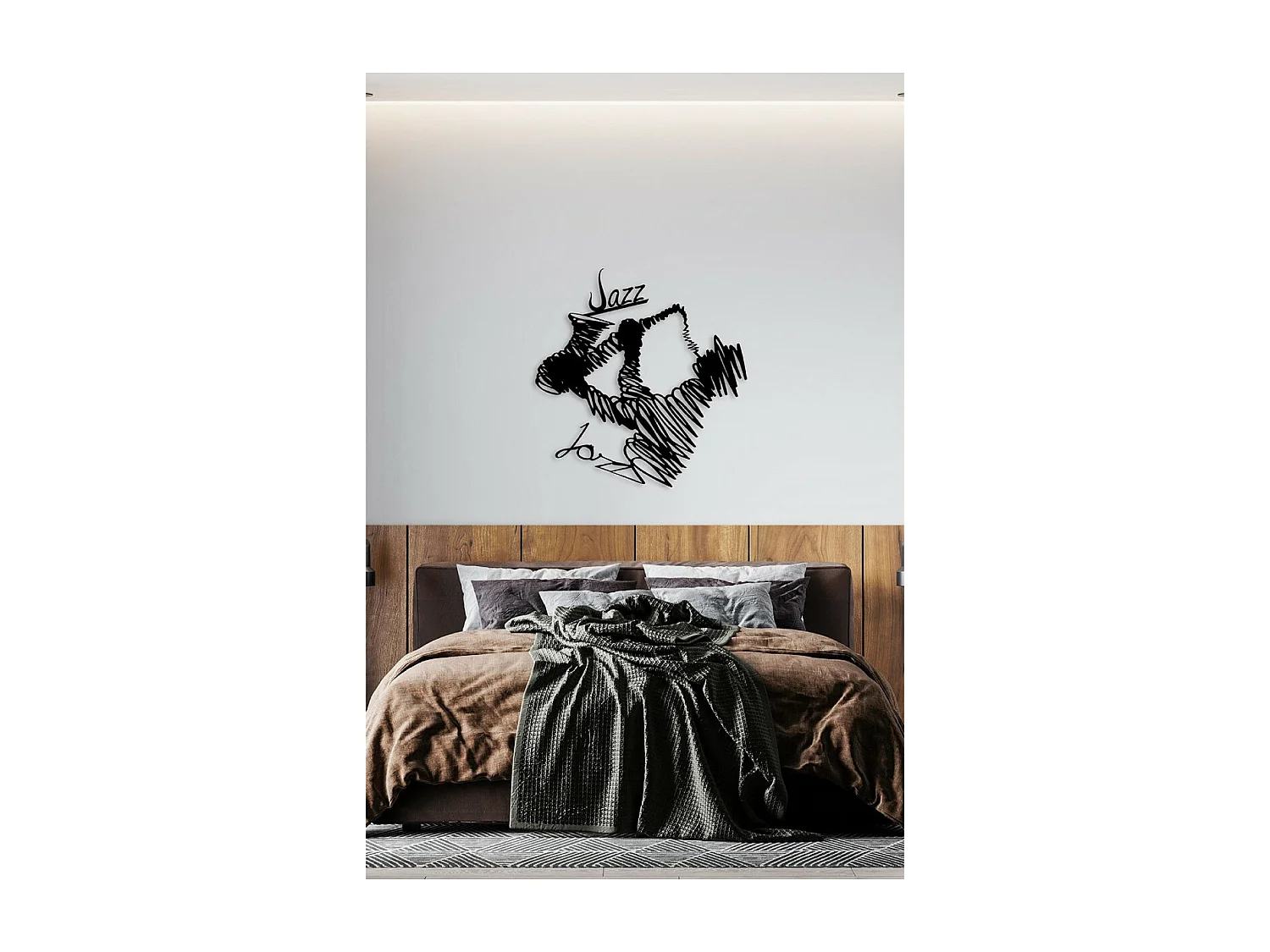 Décoration en Métal Jazz, Noir, 77x1,5x80 cm, EPIKASA