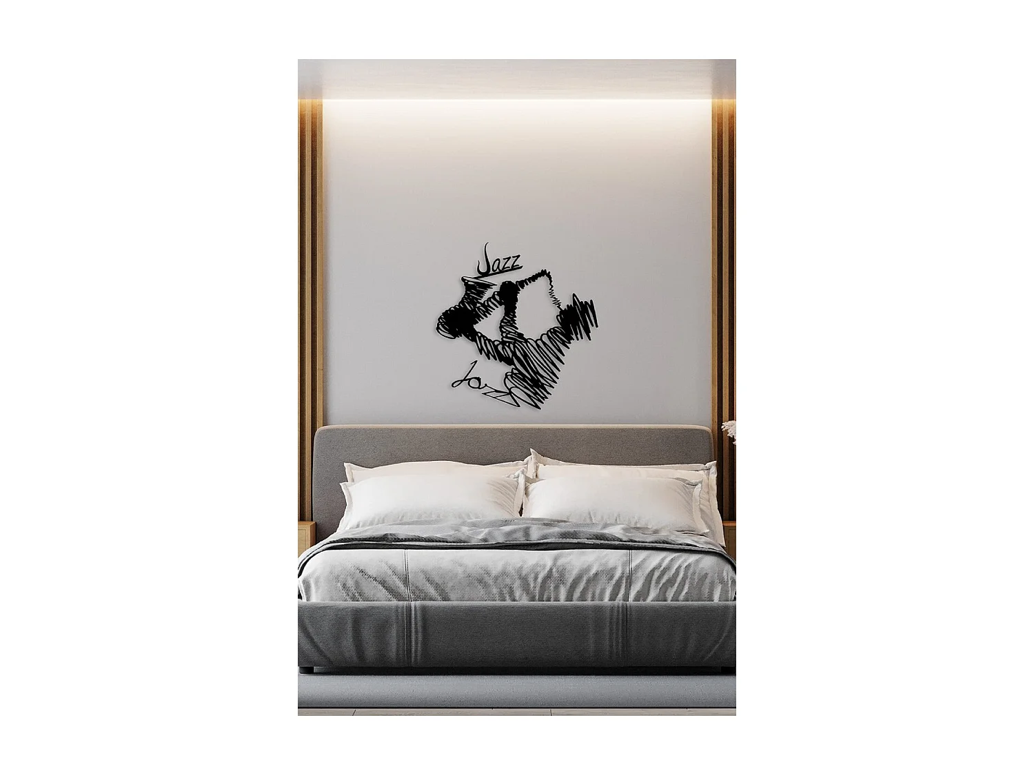 Décoration en Métal Jazz, Noir, 77x1,5x80 cm, EPIKASA