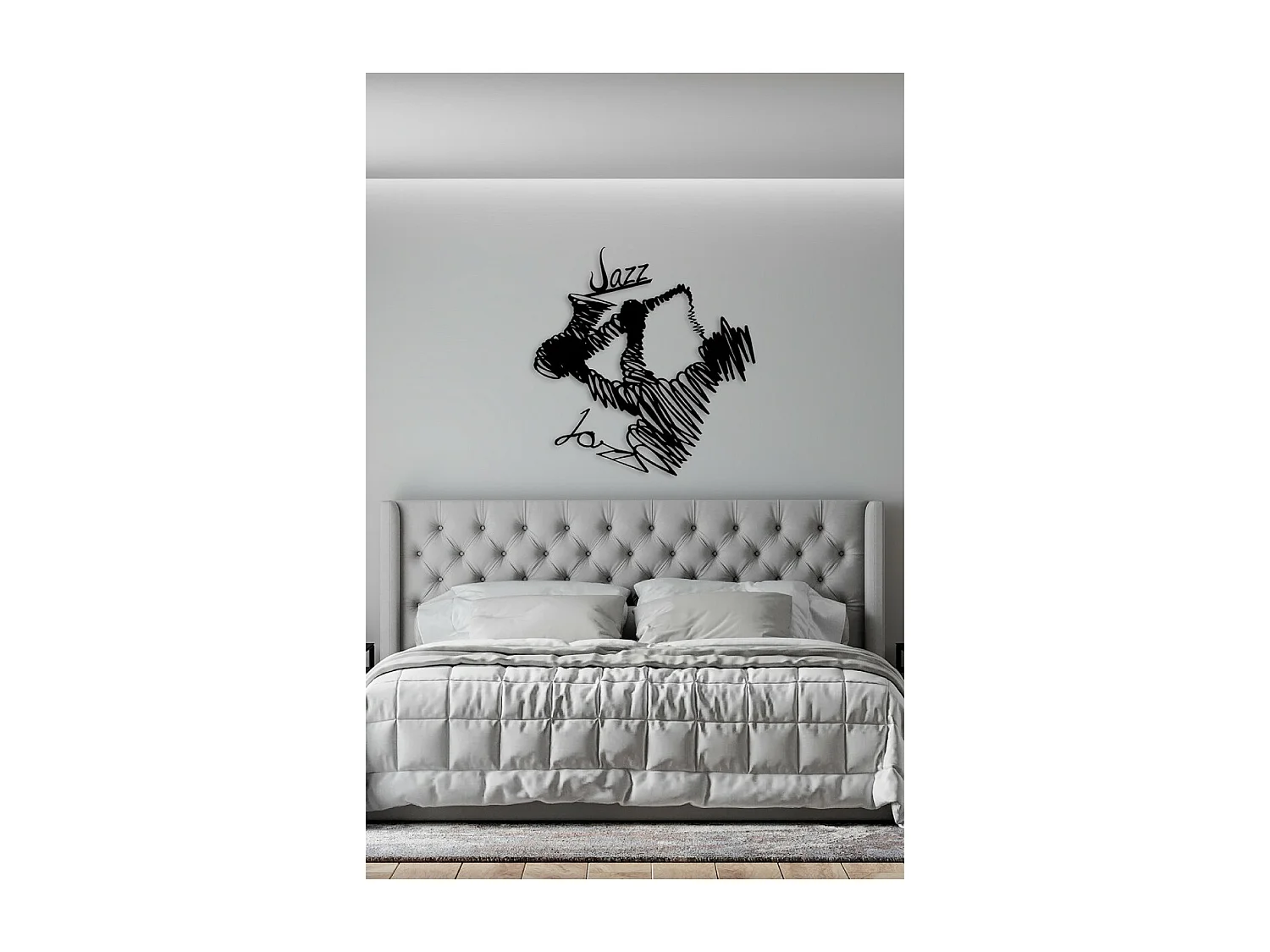 Décoration en Métal Jazz, Noir, 77x1,5x80 cm, EPIKASA