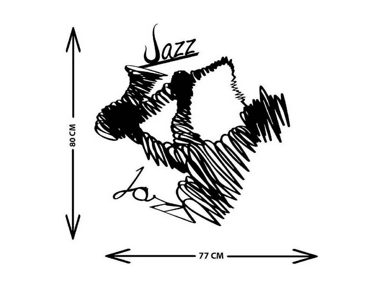 Décoration en Métal Jazz, Noir, 77x1,5x80 cm, EPIKASA