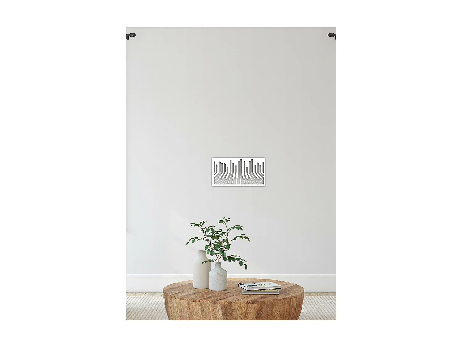 Decorazione in Metallo Pianoforte 13, Bianco, 70x1,5x37 cm, EPIKASA