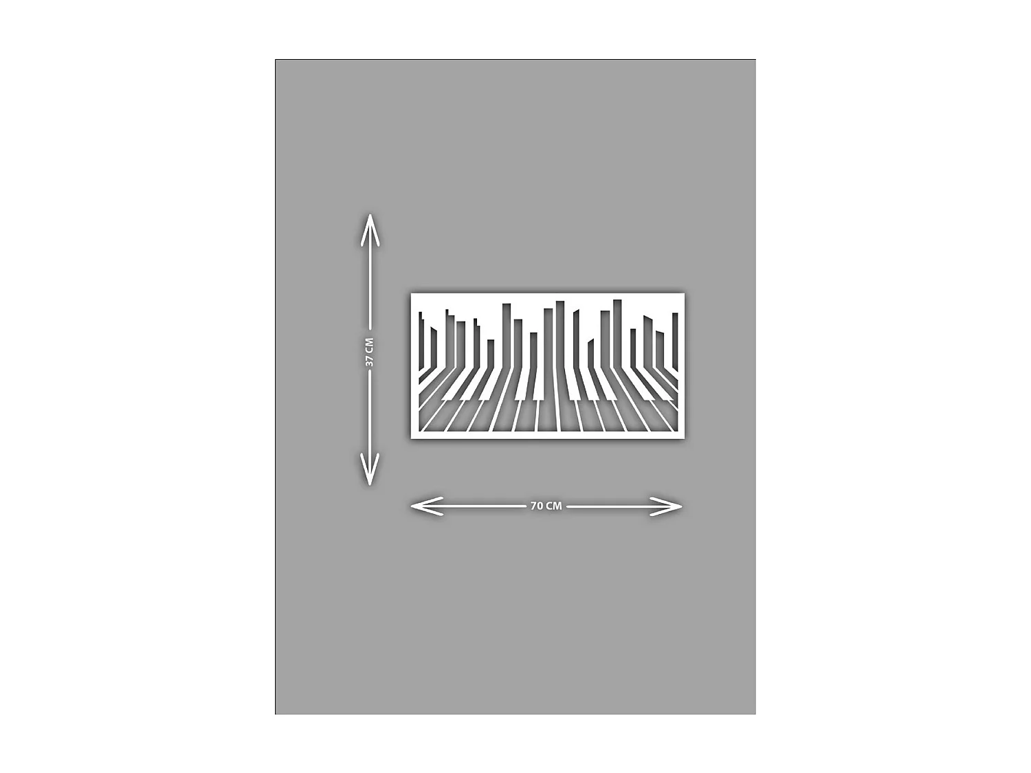 Decorazione in Metallo Pianoforte 13, Bianco, 70x1,5x37 cm, EPIKASA