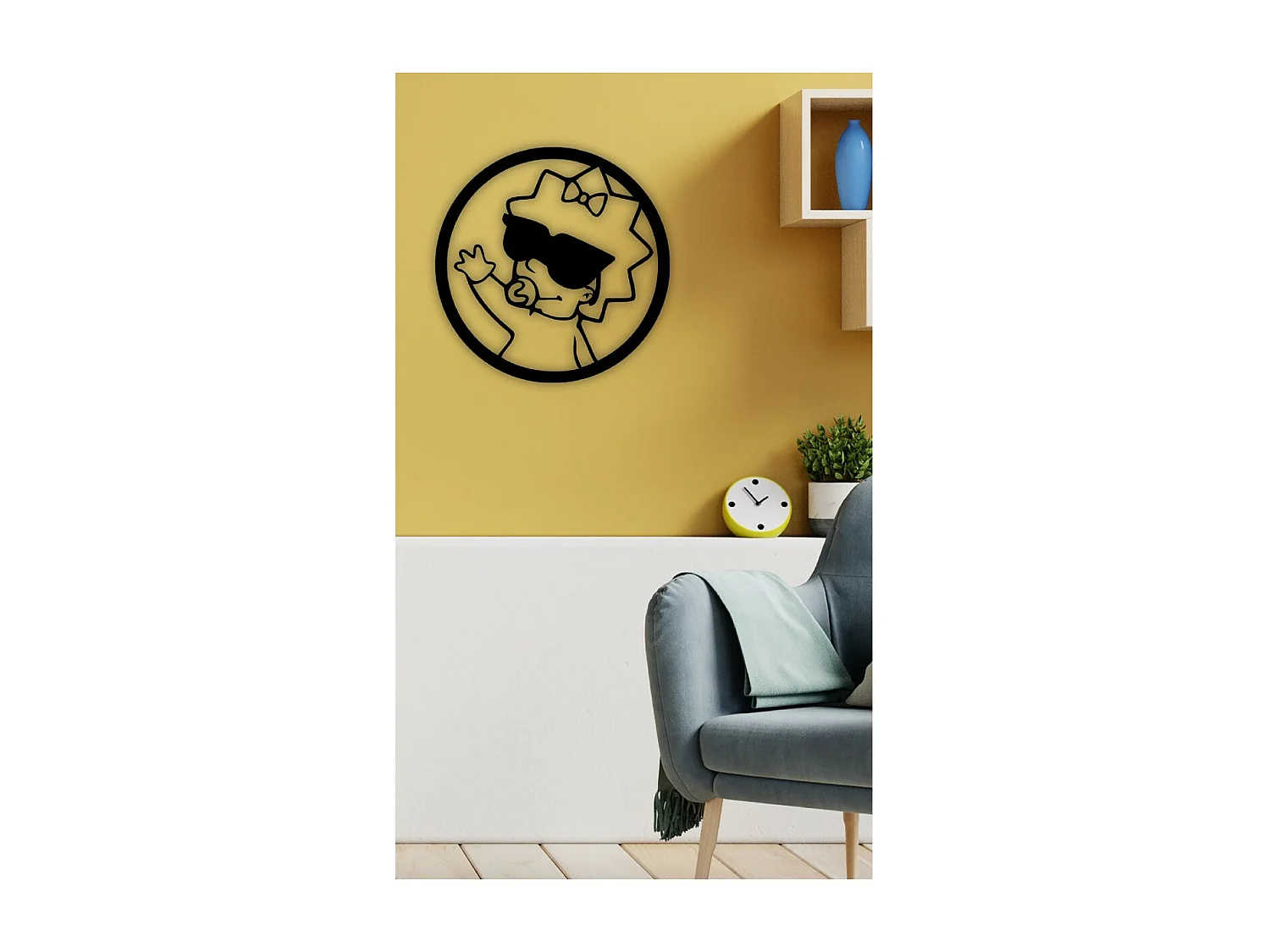 Decorazione in Metallo Simpson 4, Nero, 71x1,5x71 cm, EPIKASA