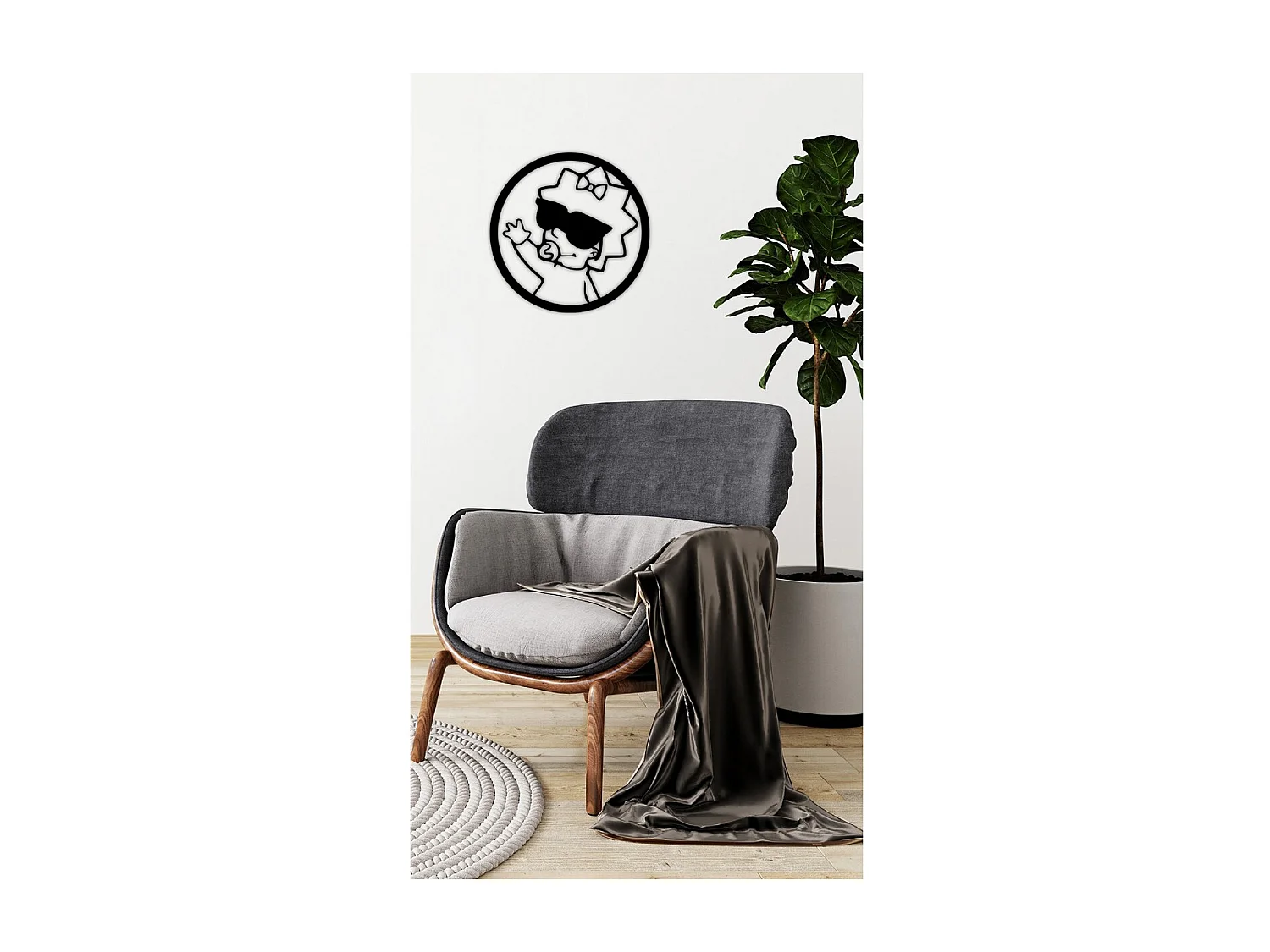 Decorazione in Metallo Simpson 4, Nero, 71x1,5x71 cm, EPIKASA