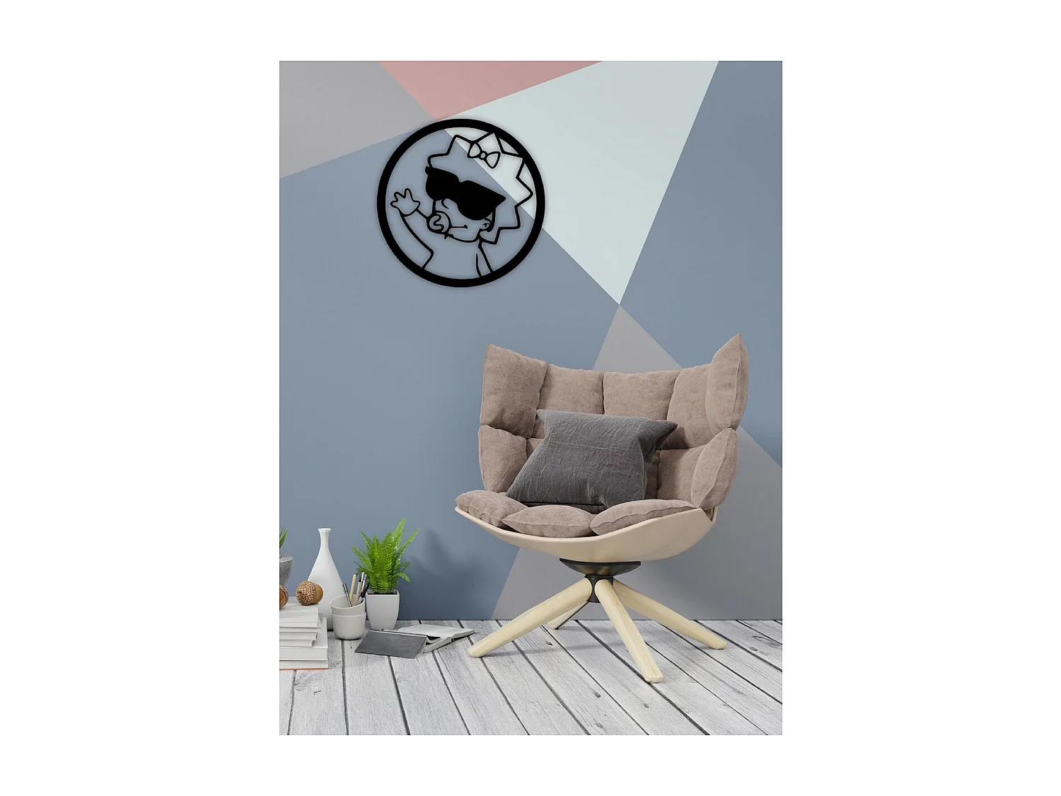 Decorazione in Metallo Simpson 4, Nero, 71x1,5x71 cm, EPIKASA