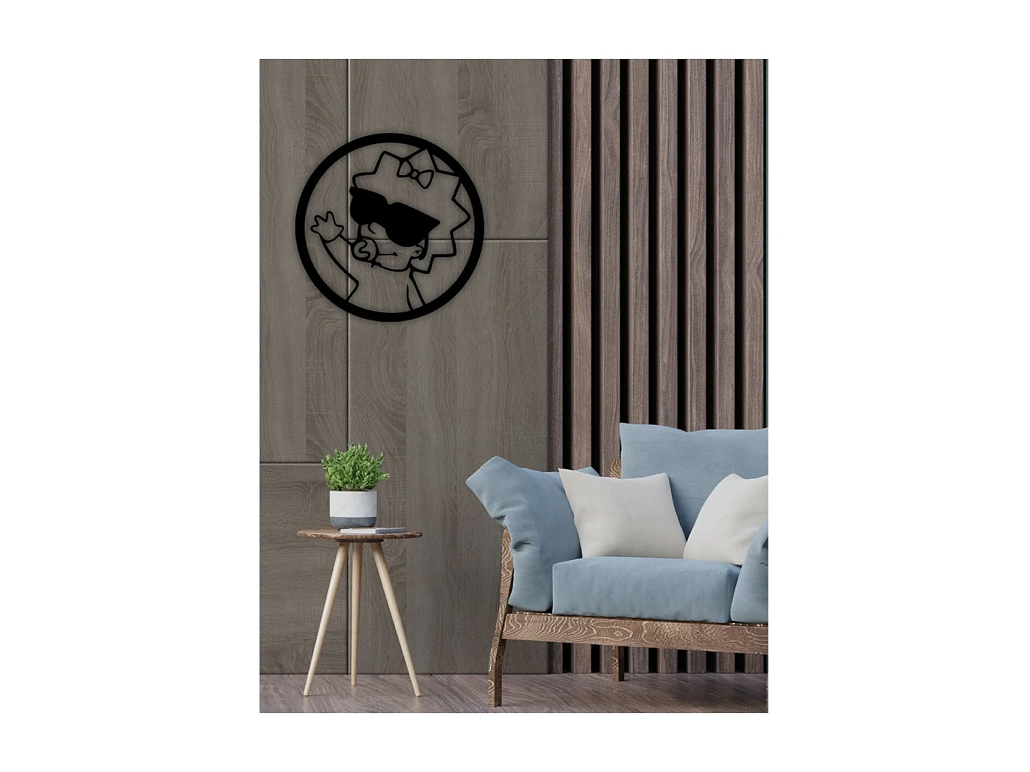 Decorazione in Metallo Simpson 4, Nero, 71x1,5x71 cm, EPIKASA