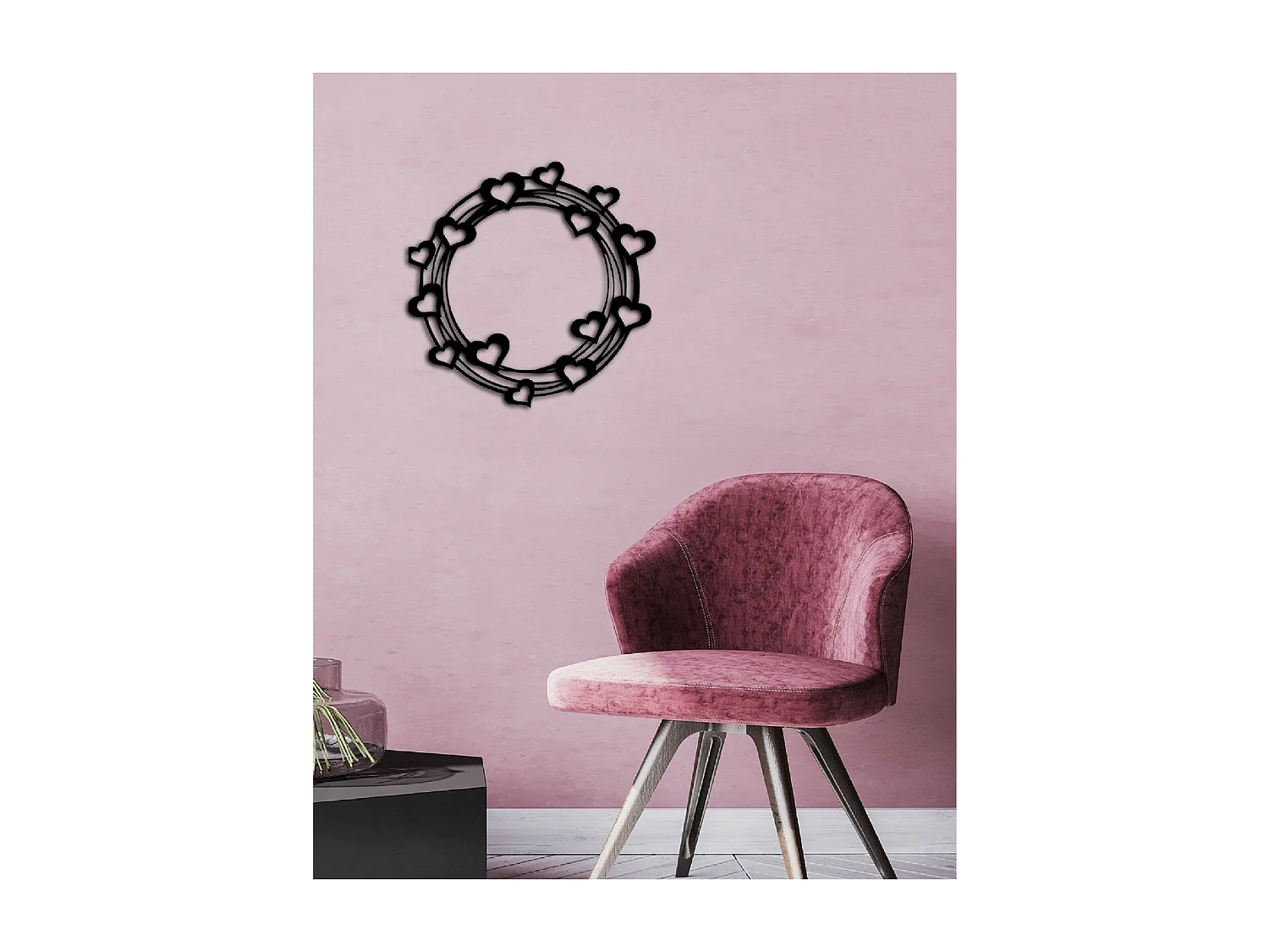 Decorazione in Metallo Cuore 7, Nero, 66x1,5x65 cm, EPIKASA