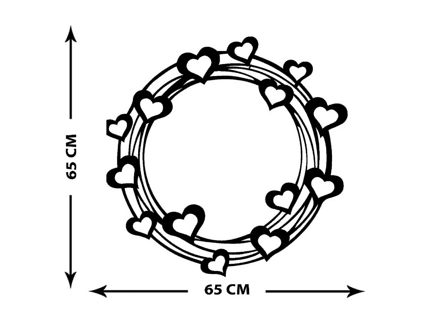 Decorazione in Metallo Cuore 7, Nero, 66x1,5x65 cm, EPIKASA