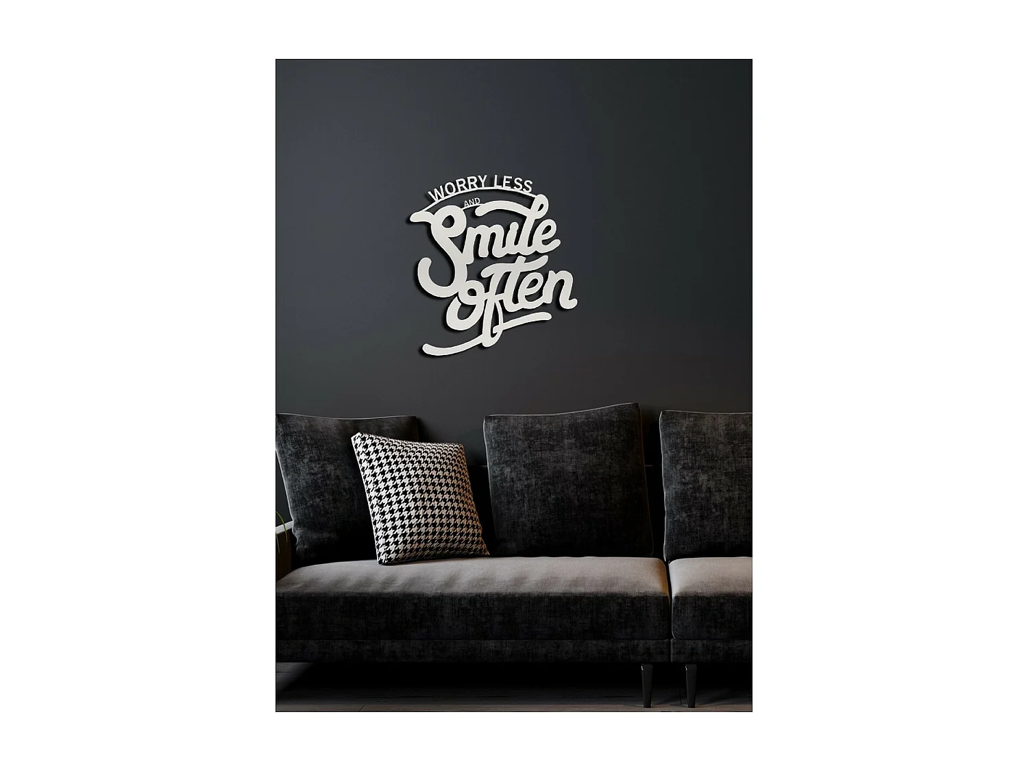 Décoration en Métal Smile Often 1, Argent, 56x1,5x60 cm, EPIKASA