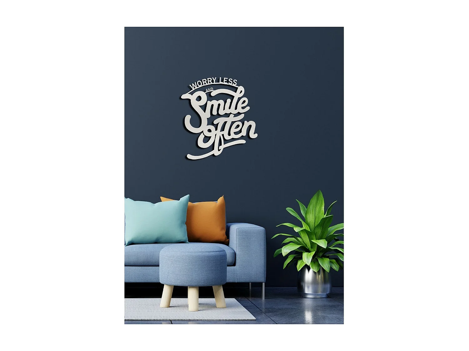 Décoration en Métal Smile Often 1, Argent, 56x1,5x60 cm, EPIKASA