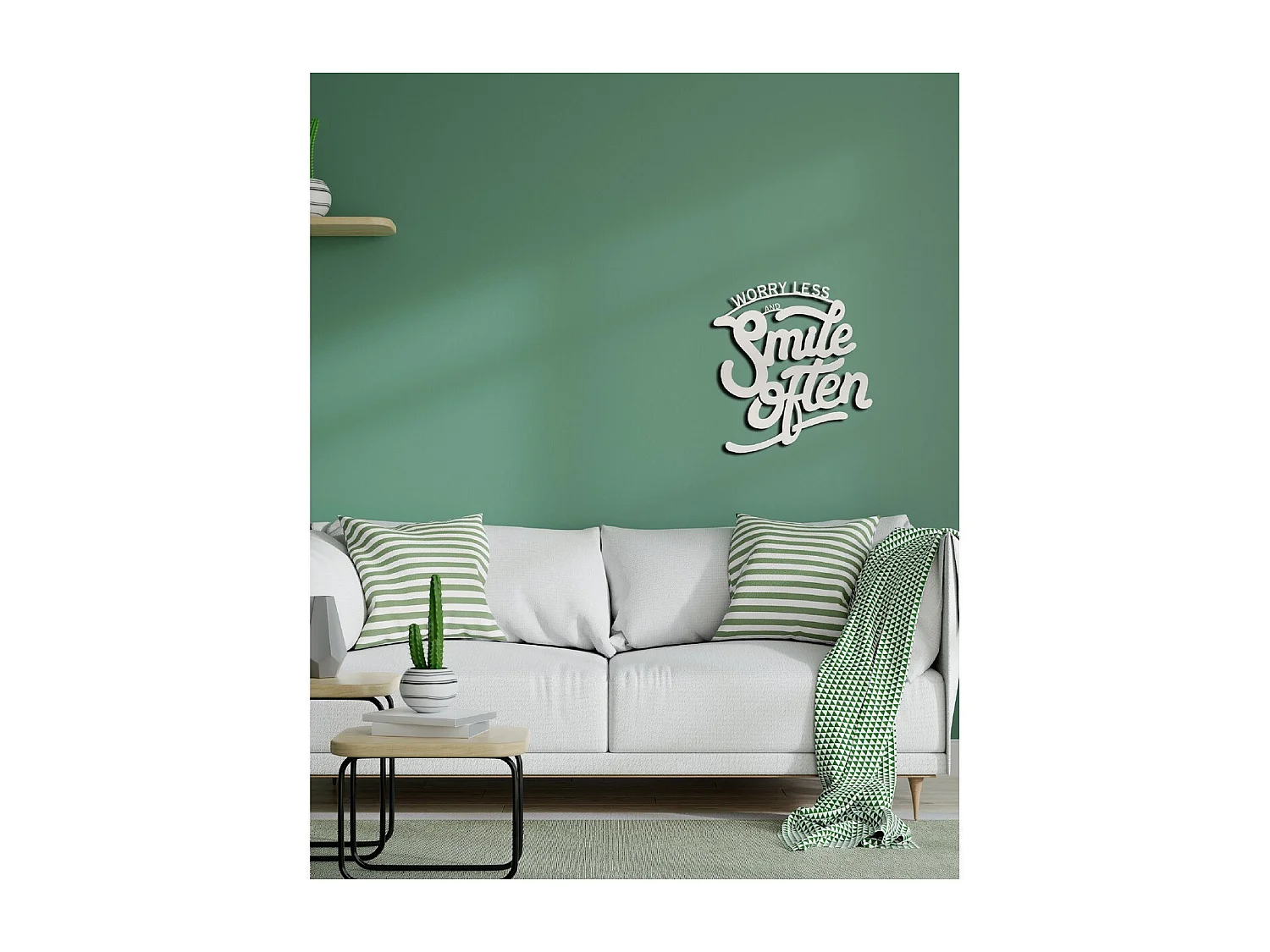 Décoration en Métal Smile Often 1, Argent, 56x1,5x60 cm, EPIKASA