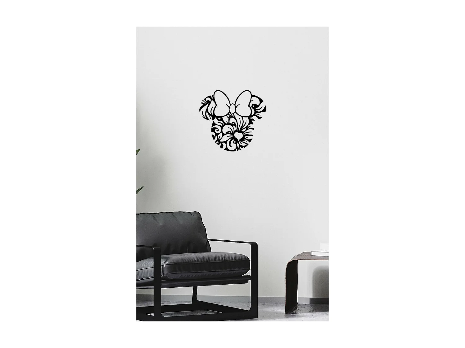 Decoração em Metal Minnie 2, Preto, 54x1,5x50 cm, EPIKASA