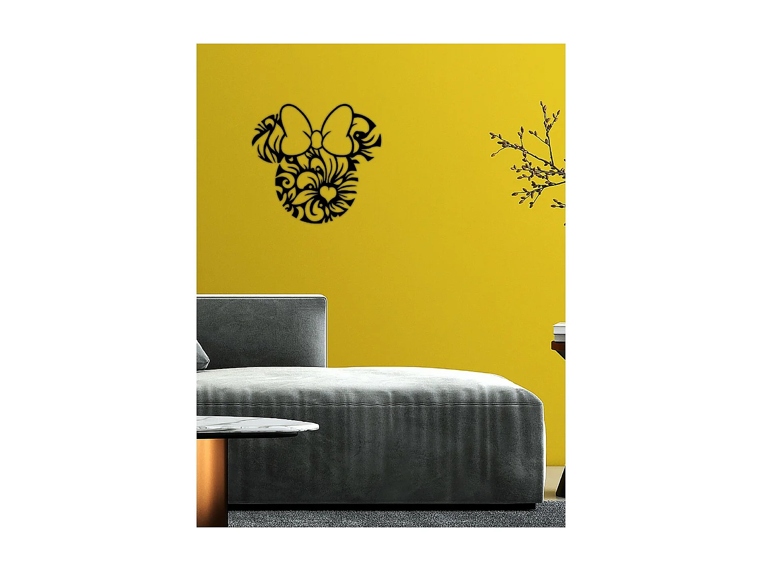 Decoração em Metal Minnie 2, Preto, 54x1,5x50 cm, EPIKASA