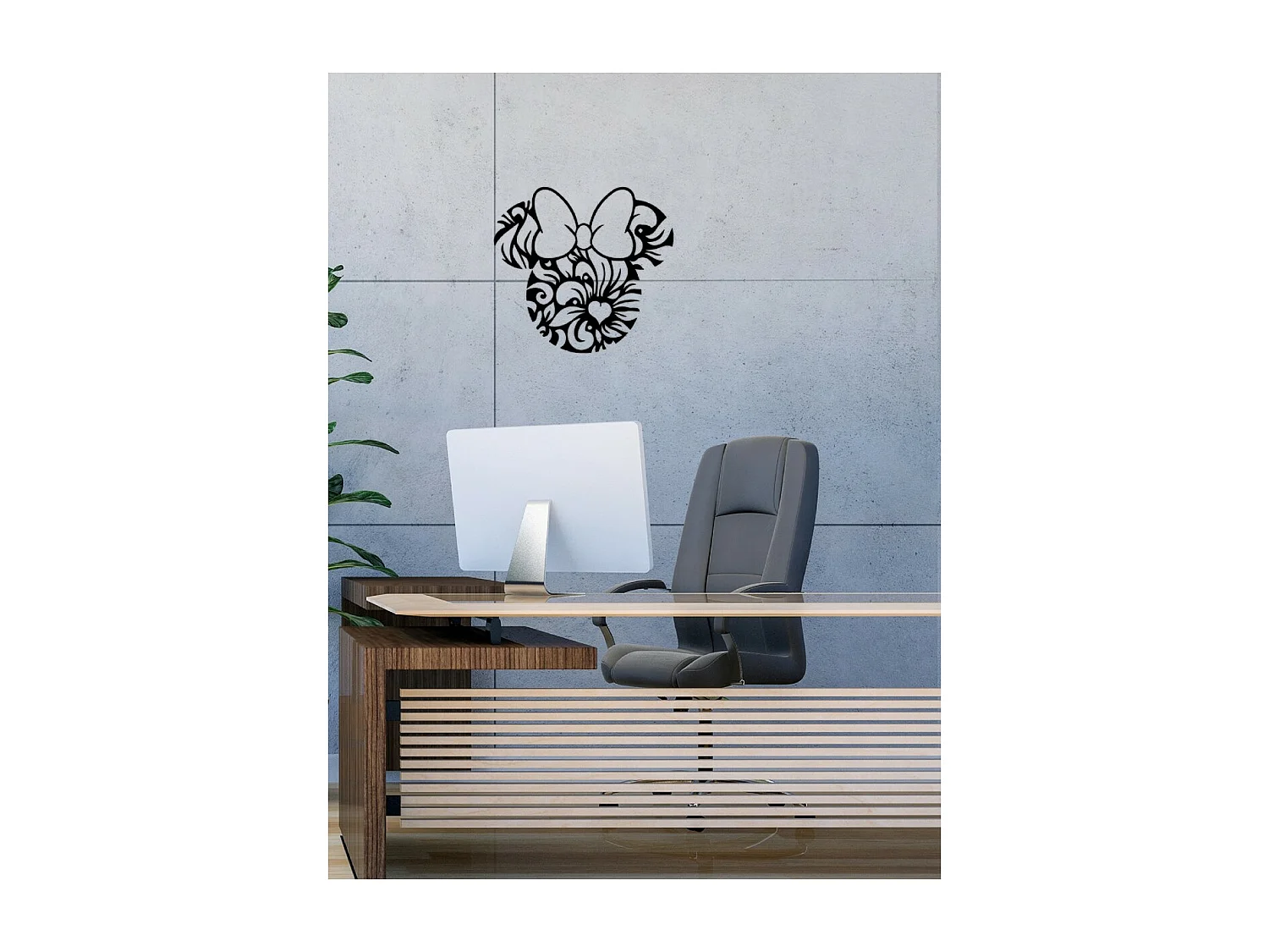 Decoração em Metal Minnie 2, Preto, 54x1,5x50 cm, EPIKASA