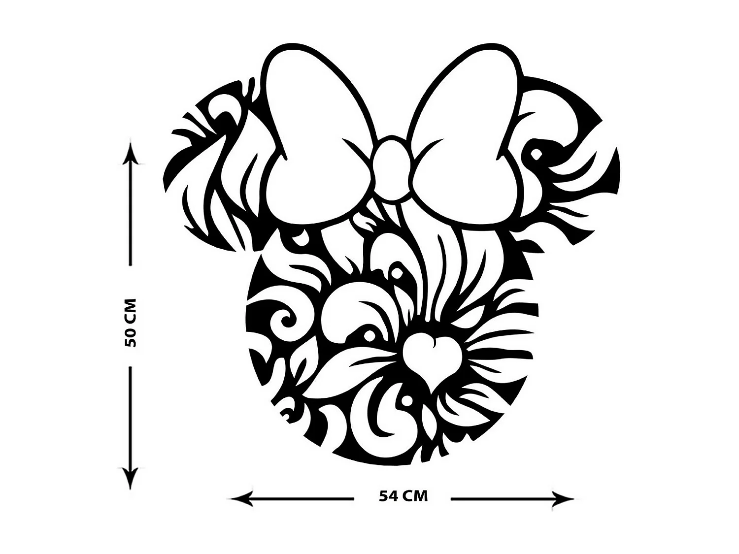 Decoração em Metal Minnie 2, Preto, 54x1,5x50 cm, EPIKASA