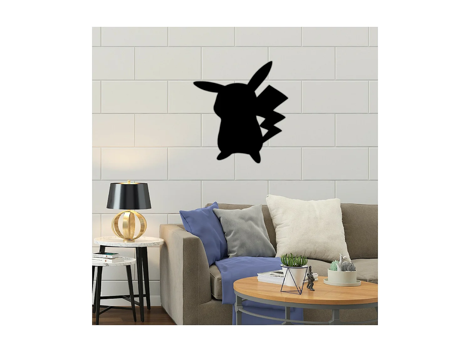 Dekoracja Metalowa Pikachu, Czarny, 47x1,5x51 cm, EPIKASA