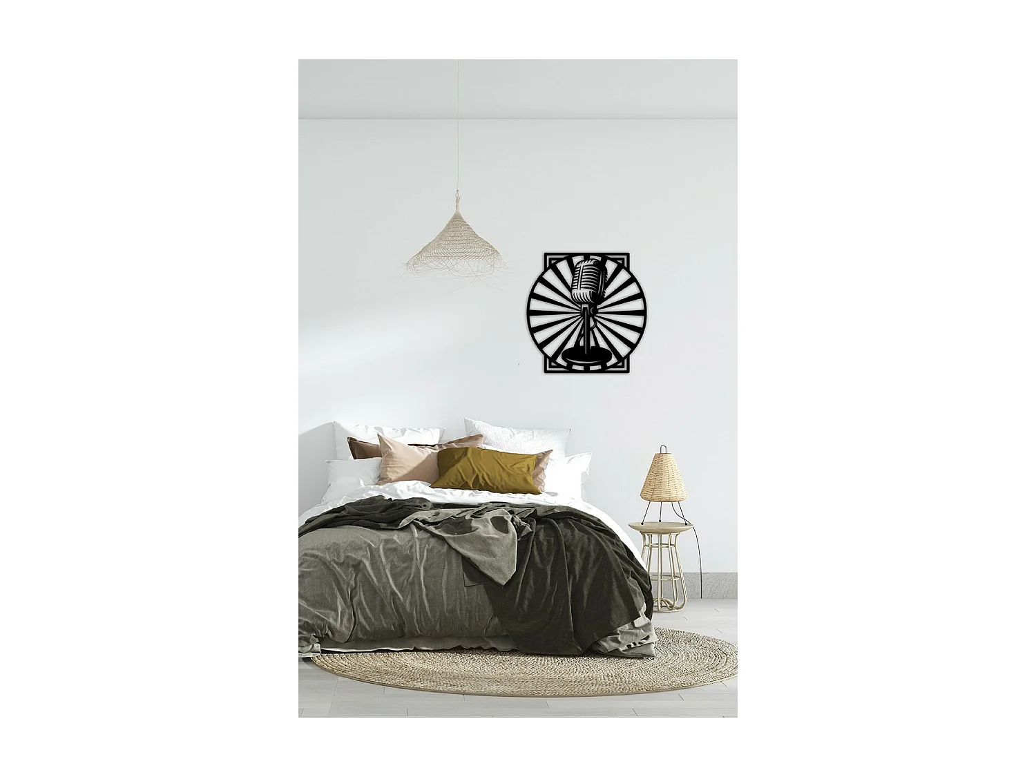 Décoration en Métal Microphone 2, Noir, 80x1,5x80 cm, EPIKASA