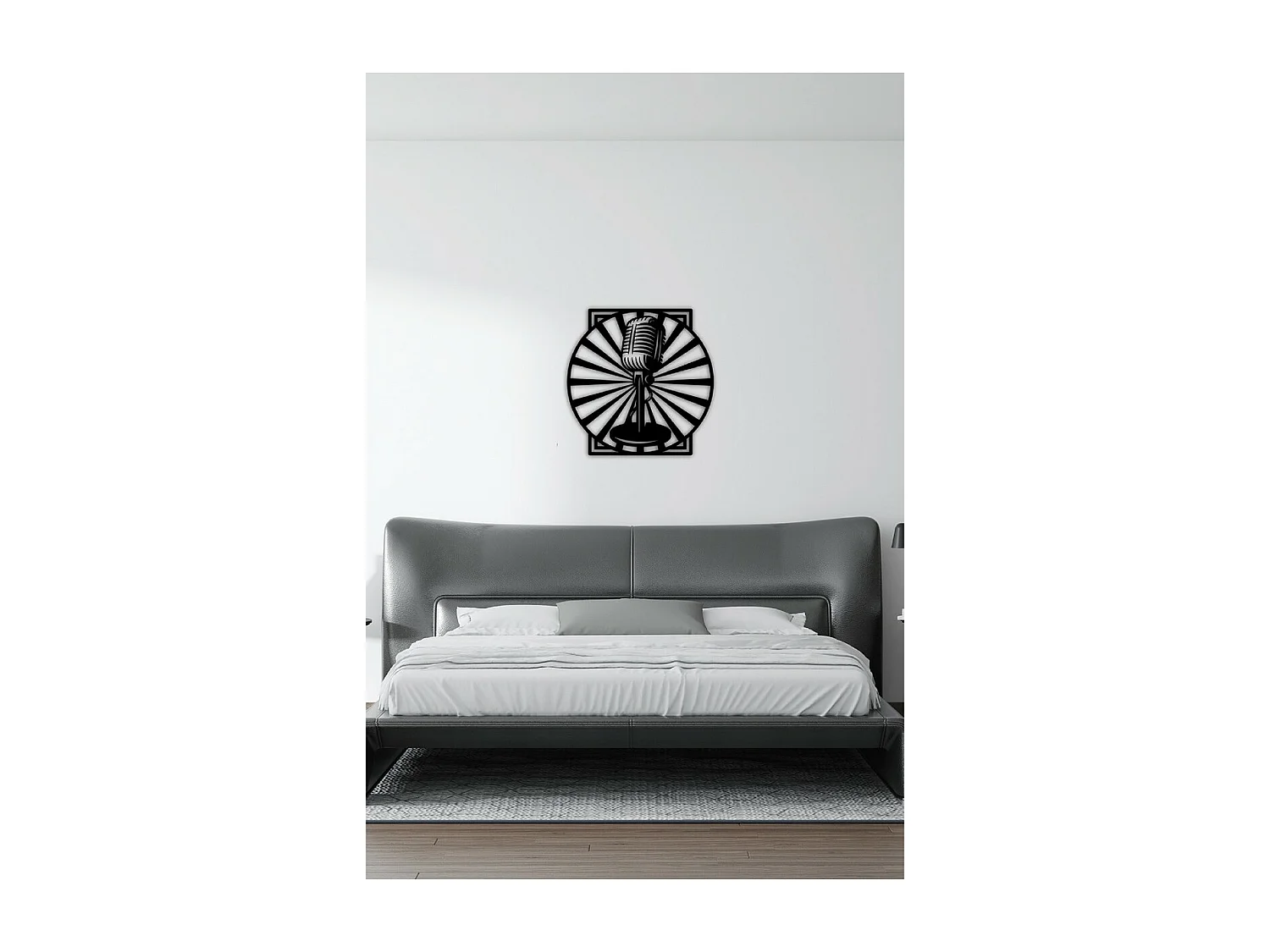 Décoration en Métal Microphone 2, Noir, 80x1,5x80 cm, EPIKASA