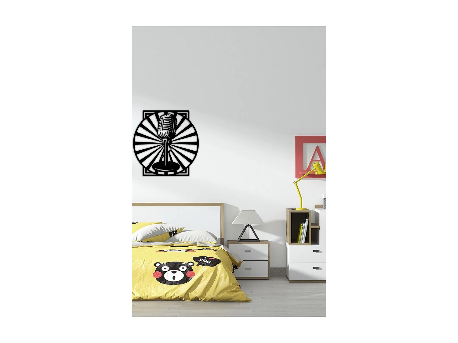 Décoration en Métal Microphone 2, Noir, 80x1,5x80 cm, EPIKASA