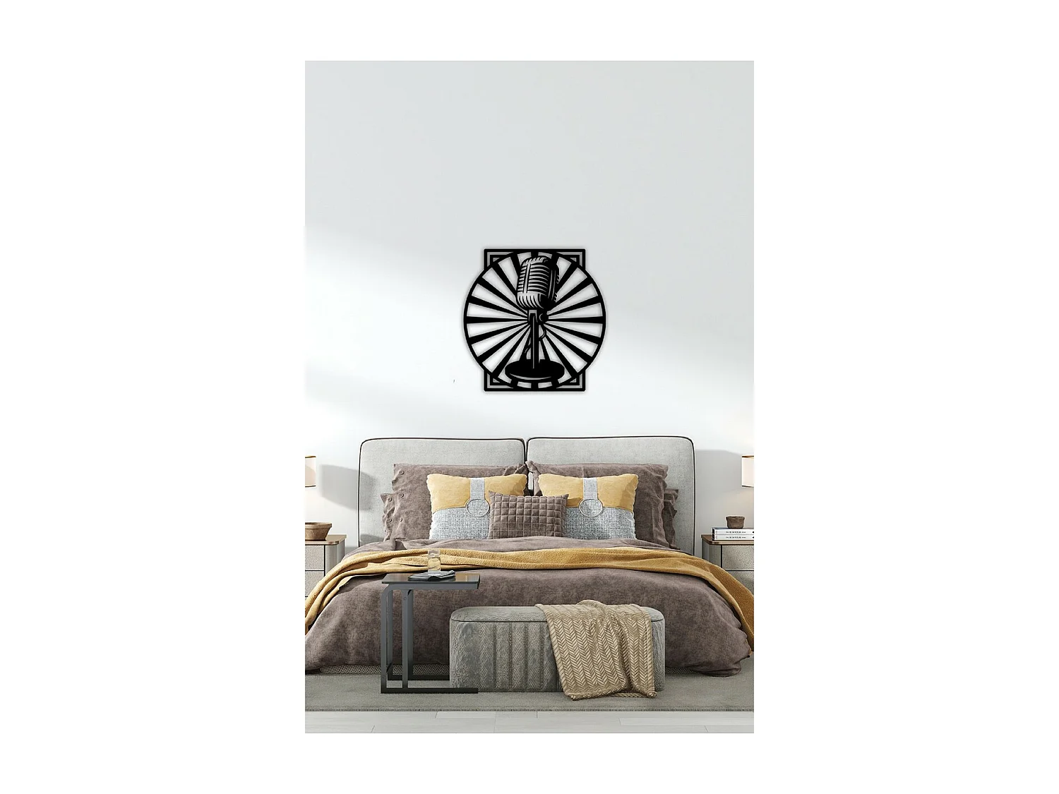 Décoration en Métal Microphone 2, Noir, 80x1,5x80 cm, EPIKASA