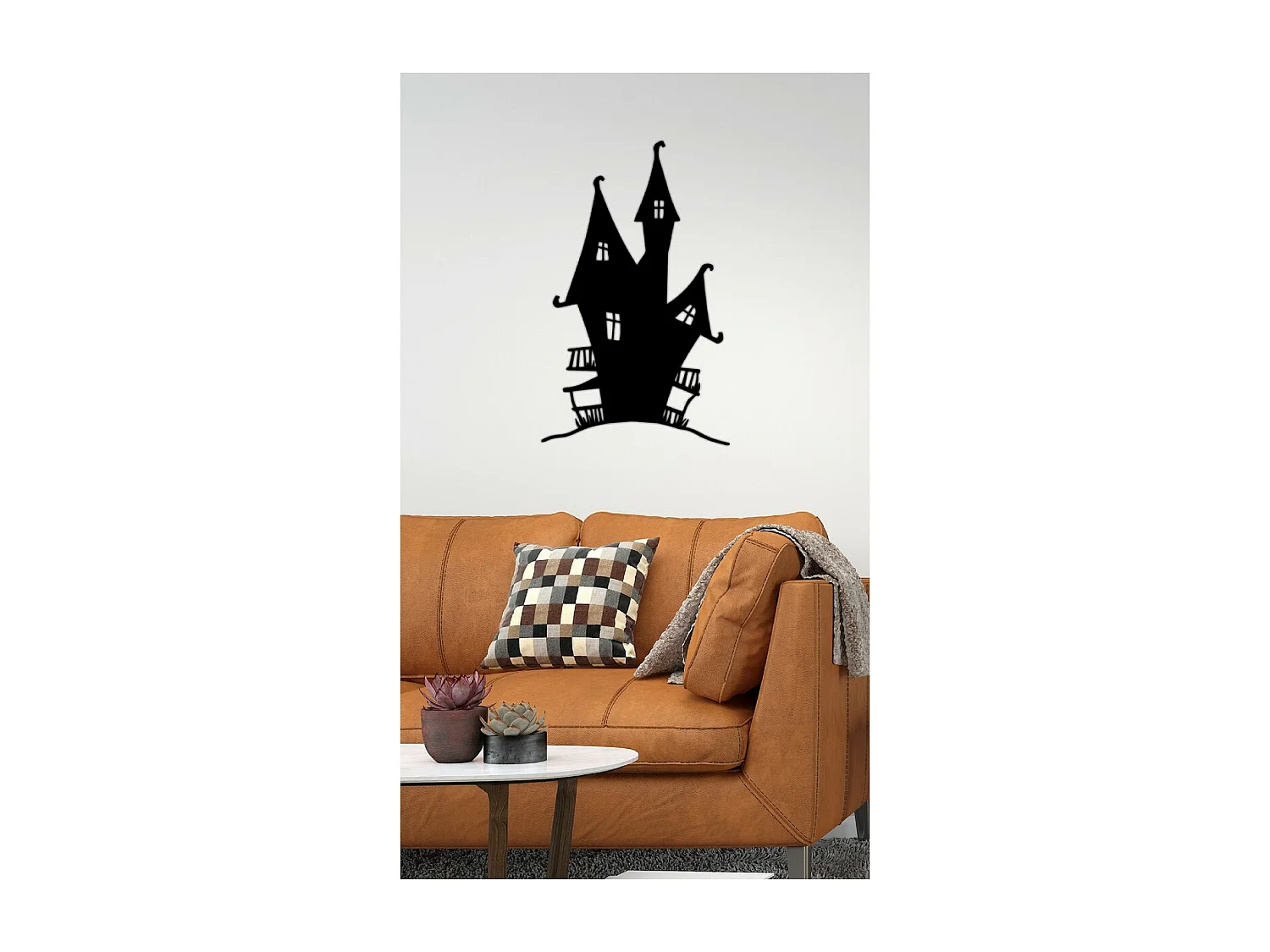 Decorazione in Metallo Castello, Nero, 32x1,5x53 cm, EPIKASA